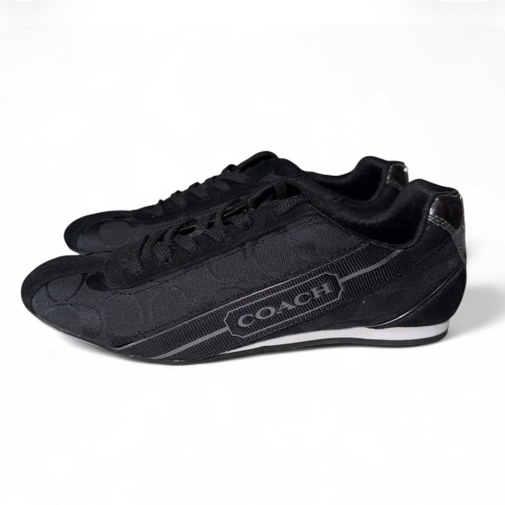 Coach Hilary Sneakers Womens 8.5 Black Signature C Monogram Jacquard Y2K